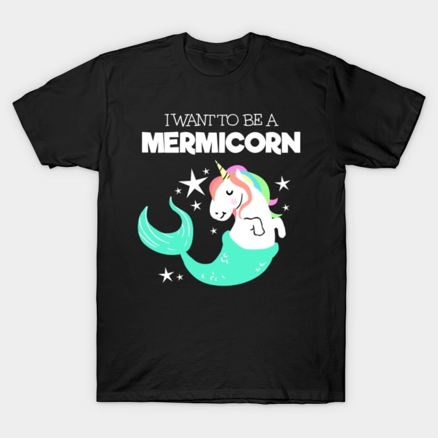 Cute Mermicorn Unicorn Mermaid Mythical Creature T-Shirt by Nulian Sanchez